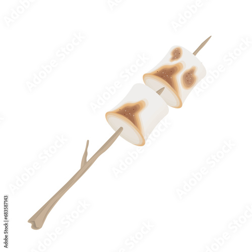 logo illustration Vector of marshmallows with a wooden stick
