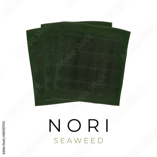 Green Japanese dried nori sheet vector illustration logo photo