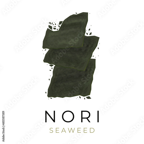 Crunchy Dried nori seaweed sheets Vector Illustration Logo