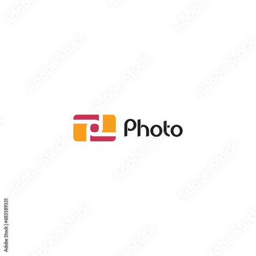 Photo camera photography logo design business solution abstract vector brand flat Icon design vector modern minimal style illustration emblem sign symbol logotype typography photo