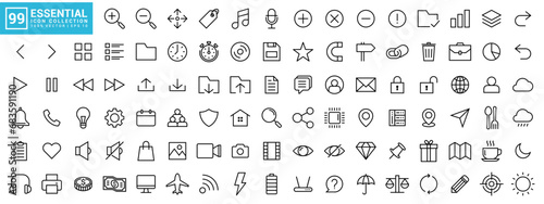 Collection of essential icons  various  complete  suitable for web icons  mobile apps  etc. Vector editable and resizable EPS 10