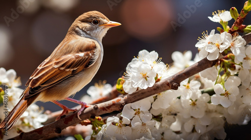 sparrow on a branch HD 8K wallpaper Stock Photographic Image 