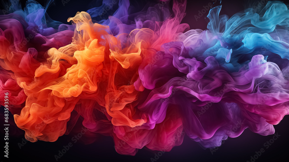 Vibrant Spectrum: Multi-Colored Smoke on Black Backdrop