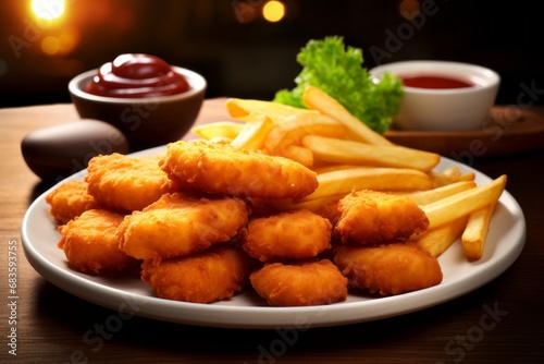 Wallpaper Mural Delicious Nuggets. Traditional American cuisine. Popular authentic dishes. Background with selective focus Torontodigital.ca