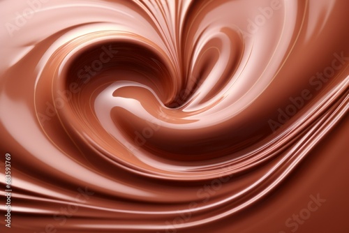 Abstract backdrop of melted milk chocolate. Background with selective focus and copy space