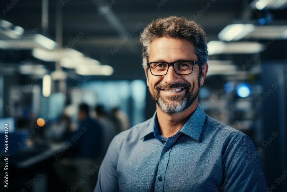 Male professional tech support worker. Top professions concept. Portrait with selective focus and copy space Male professional tech support worker. Top professions concept. Portrait with selective focus and copy space