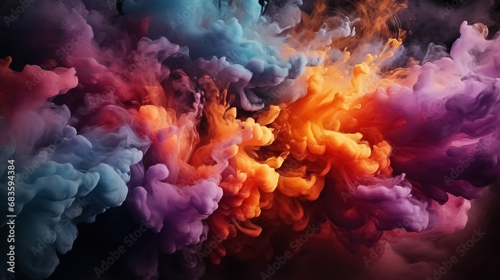 Vivid Hues in Smoke Dance - Abstract Art Background