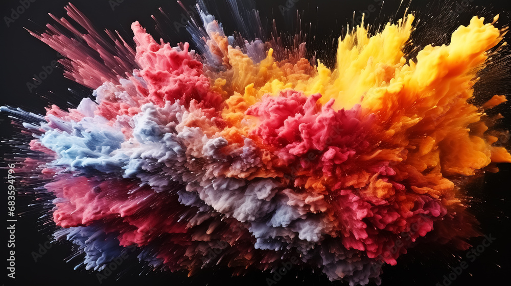 Chromatic Powder Explosion - Artistic Abstract Display Chromatic Powder Explosion - Artistic Abstract Display