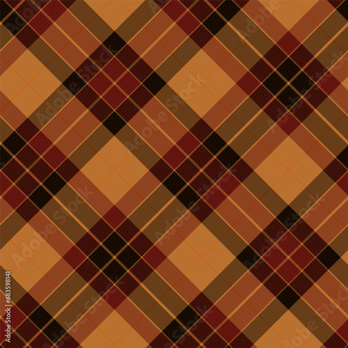 Plaid Seamless Pattern, Diagonal Gingham Vector Pixel in Black, Maroon, and Brown, Modern Tartan Background Graphic with Herringbone Line Grid