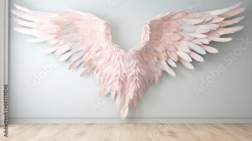 Pair of Pink and White Angel Wings Background