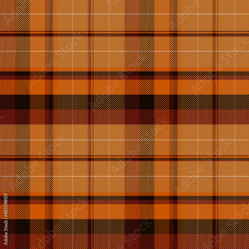 Christmas Plaid Seamless Pattern, Diagonal Gingham Vector Pixel in Black, Maroon, and Orange, Modern Tartan Background Graphic with Herringbone Line Grid