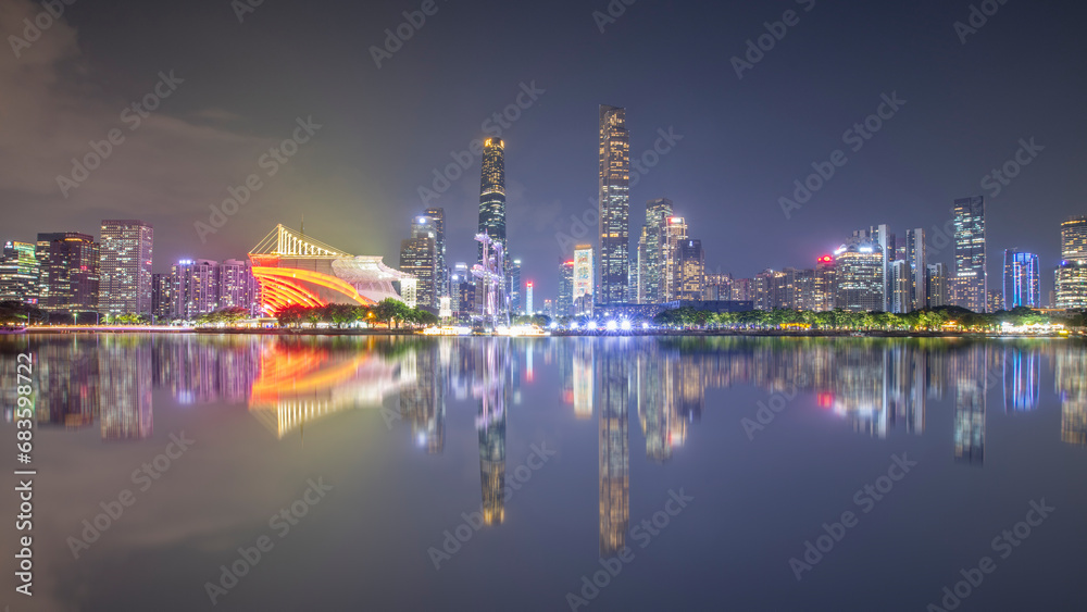 Night Scenery of Guangzhou City Skyline in China