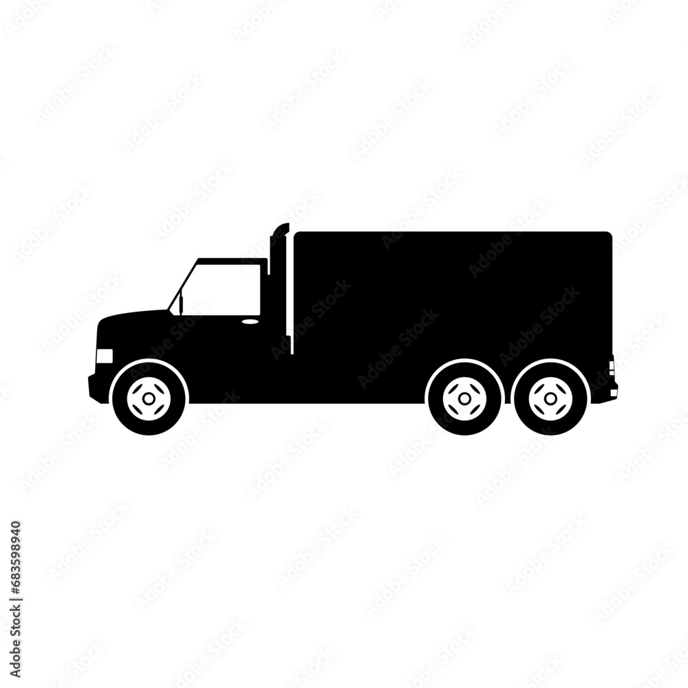 Box truck icon vector. Shipment truck silhouette for icon, symbol and sign. Box truck for shipment, transit, delivery, package or transportation