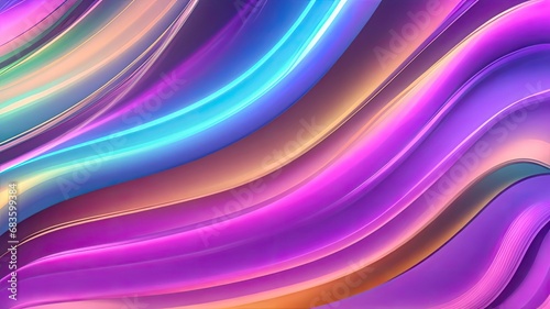 Abstract smooth wavy iridescent artwork, neon waves, modern poster, room decoration