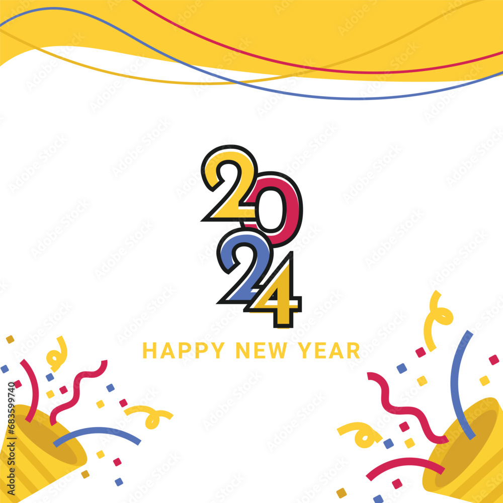 Obraz premium Happy new year 2024 design vector background template