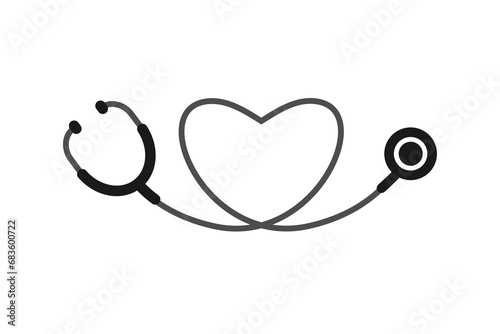 Stethoscope icon with heart shaped. Love health symbol concept. Vector illustration.