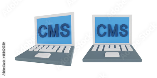 3d cms system, content management system 3d render icon illustration, high quality render, transparent background photo