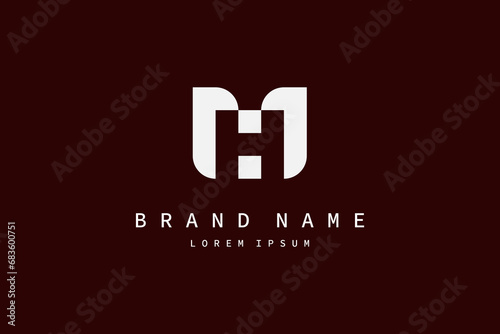 Abstract font letter MH for initial logo 