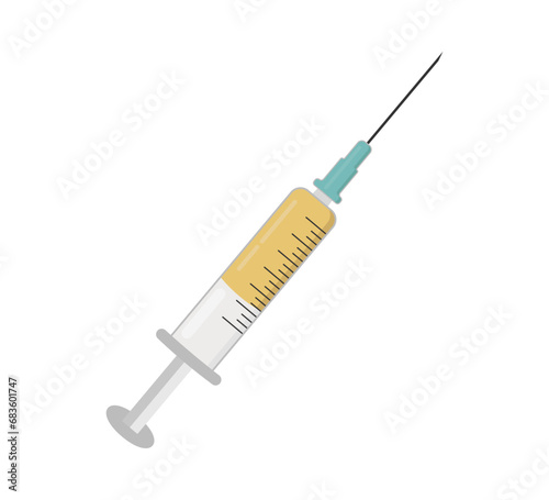 Syringe icon vector illustration. Doctors often use syringes to prevent and treat malignant diseases.