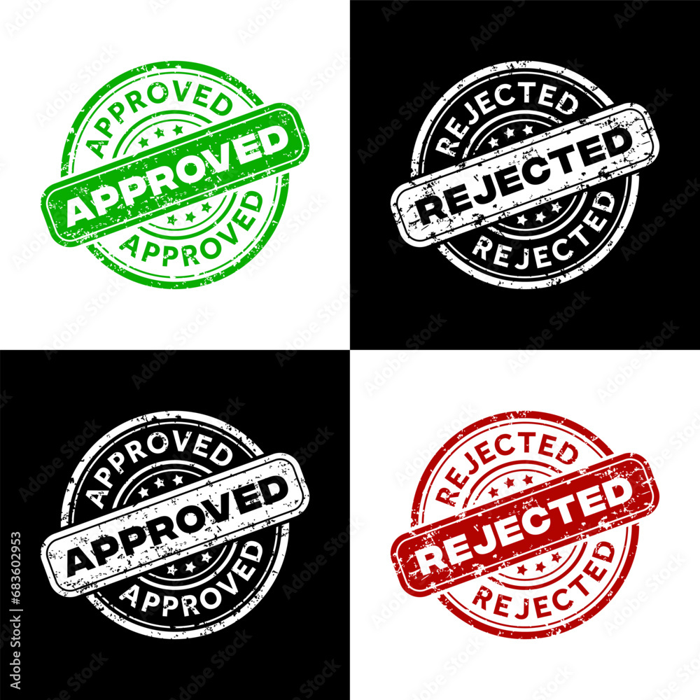 Approved and rejected rubber stamps illustration - obrazy, fototapety, plakaty 