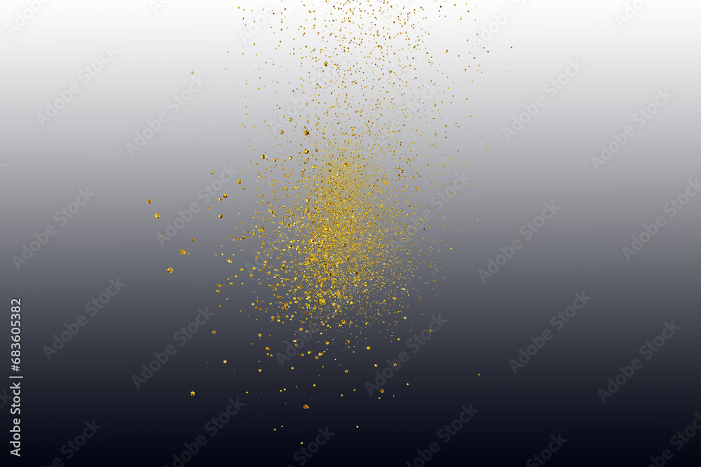 Obraz premium 光り輝く金の粒子が飛び散るイラスト