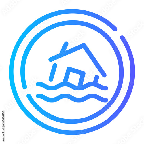 flood Line Gradient Icon