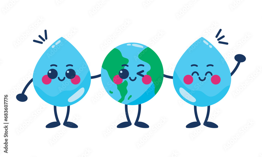 Obraz premium water day drops and world kawaii