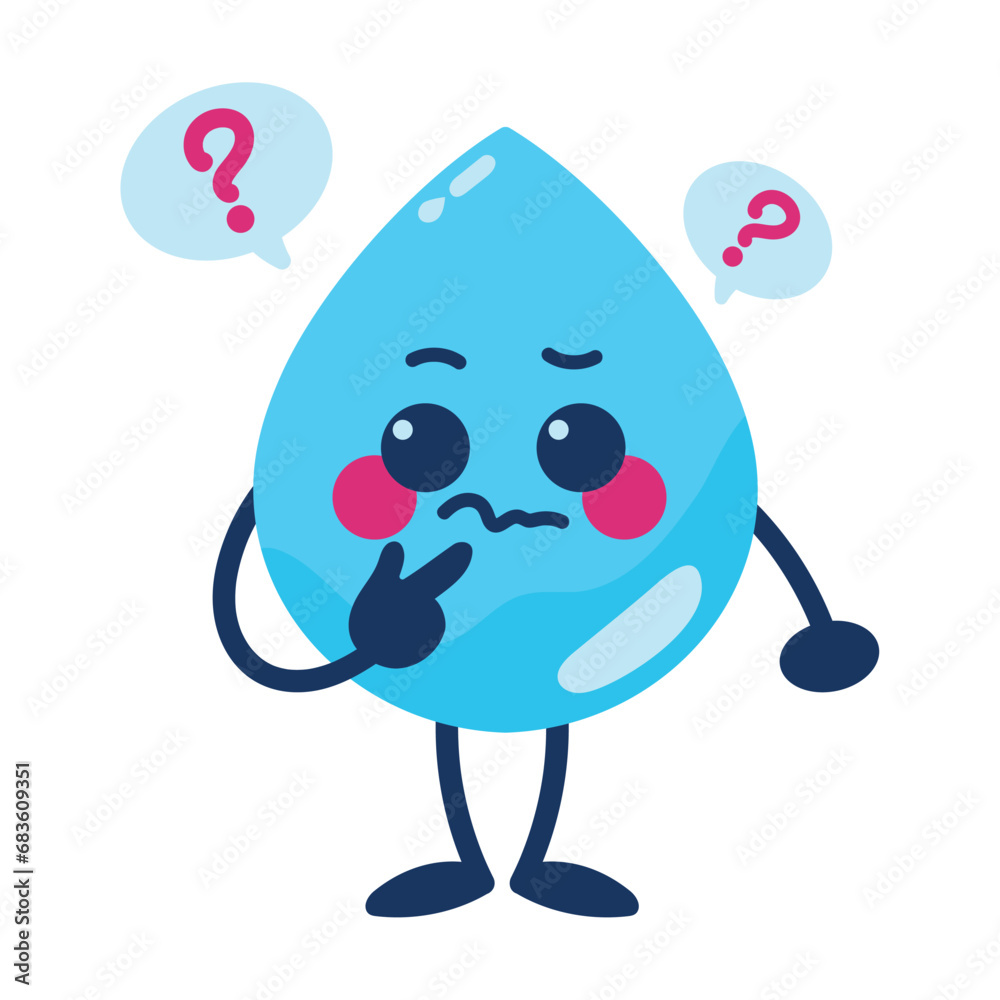 water day drop thinking character water day drop thinking character