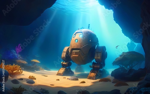 海の底を歩く海中探索ロボット photo