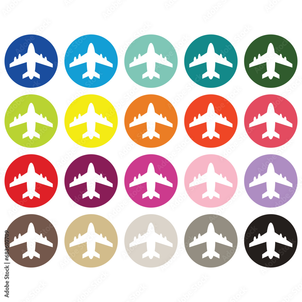 Airplane planner sticker Clipart Cartoon Set
