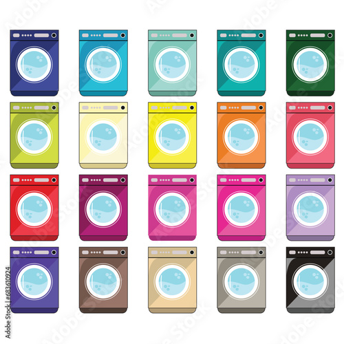 Washing Machine Design Clipart Set
