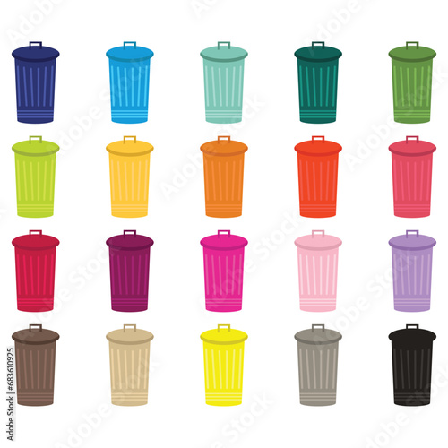 Trash Can Cartoon Clipart Set
