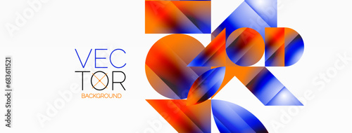 Serene gradient template. Circles and triangles mingle in minimalist perfection. Gentle fusion of forms and hues creates balanced yet captivating backdrop, embodying modern sophistication