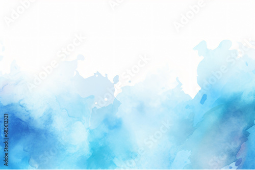 Watercolor texture blue border, artistic on white background