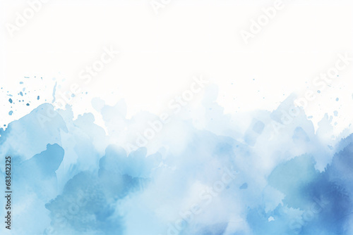 Watercolor texture blue border, artistic on white background