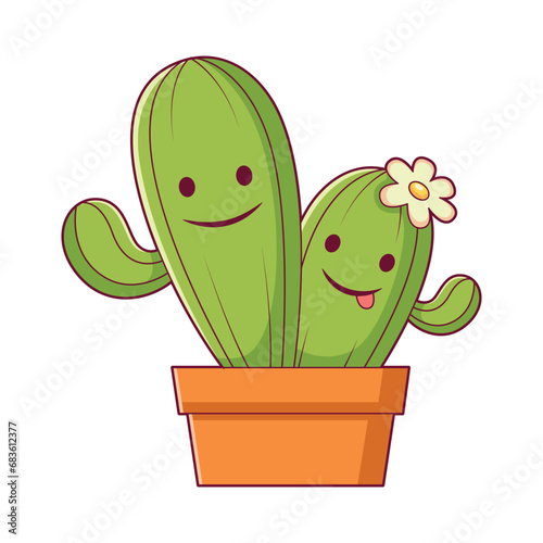 Cute Cactus Character Design Illustration photo