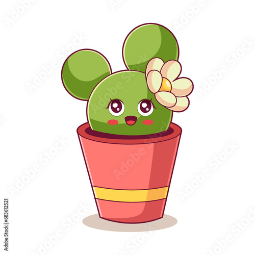 Cute Cactus Character Design Illustration photo