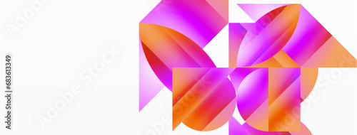 Serene gradient template. Circles and triangles mingle in minimalist perfection. Gentle fusion of forms and hues creates balanced yet captivating backdrop, embodying modern sophistication