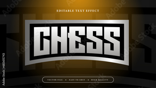 Editable text effect. Silver chess text on orange background.