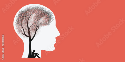 Mental Health, illness, disorder Concept Vector Illustration.