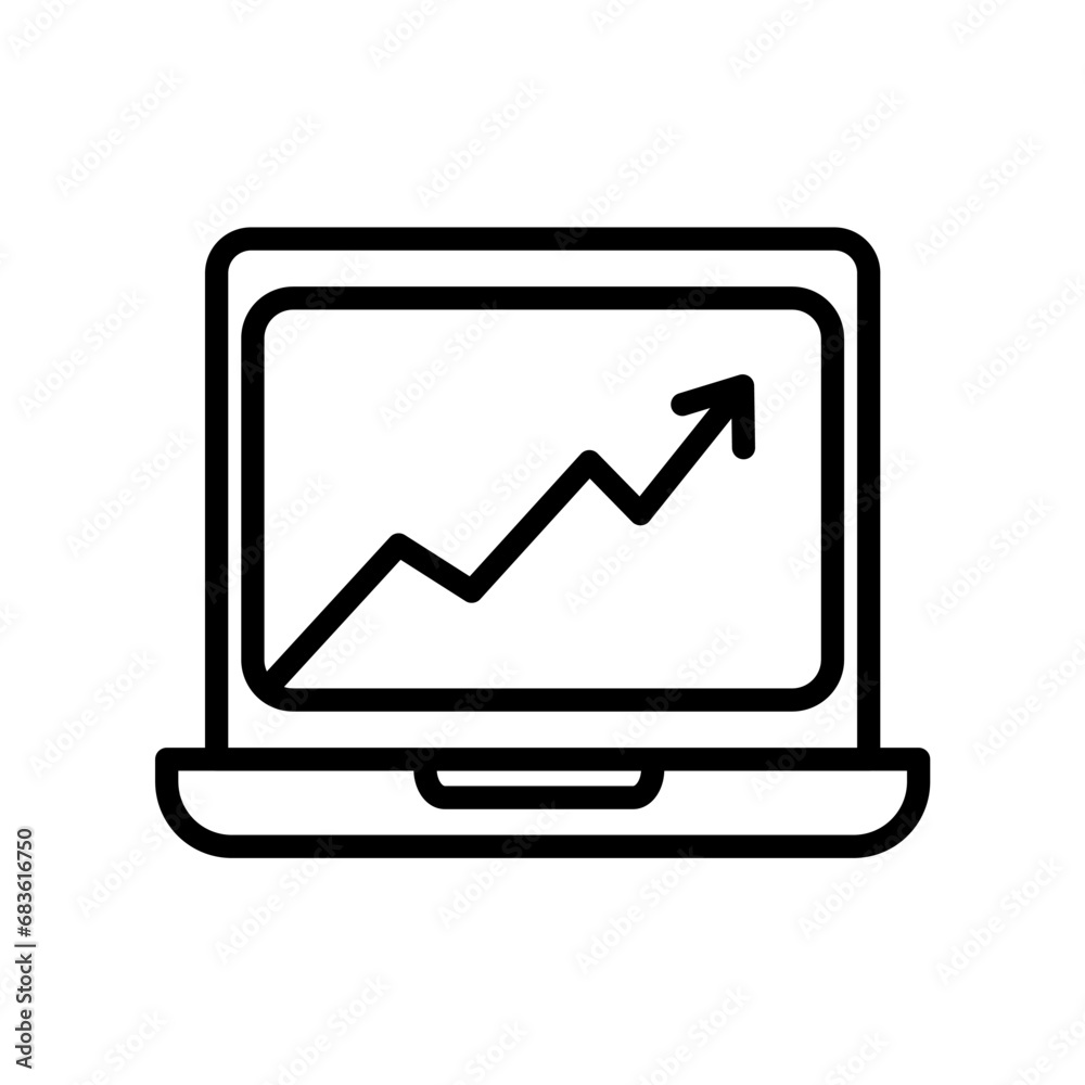 vector laptop screen icon containing business curves vector laptop screen icon containing business curves
