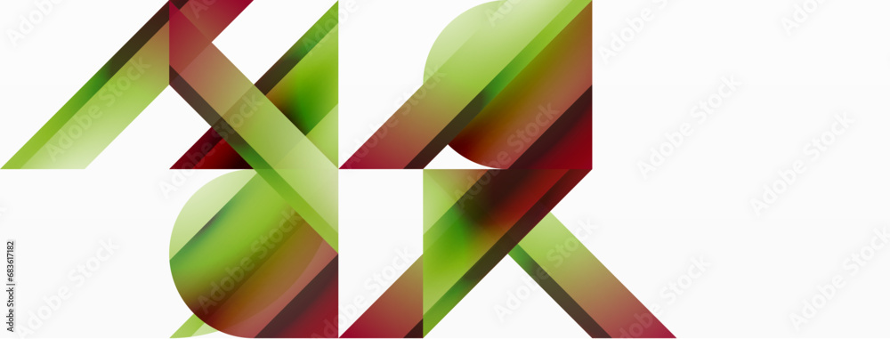 Vibrant color triangles and circles on white background intertwine to create captivating and harmoniously balanced composition for digital designs, presentations, website banners, social media posts Vibrant color triangles and circles on white background intertwine to create captivating and harmoniously balanced composition for digital designs, presentations, website banners, social media posts