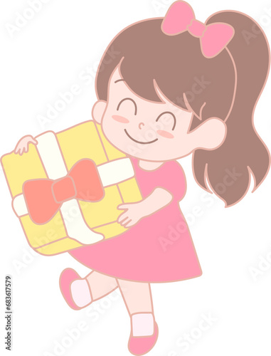 Cute girl holding a gift box