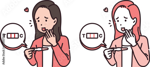 Illustration of a woman who confirmed her pregnancy - delight