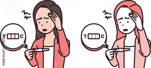 Illustration of a woman who confirmed her pregnancy - troublesome