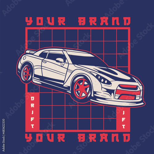 Car Vector Illustration For Conceptual Design. Suitable for posters, stickers, t-shirt prints, and banners.	
