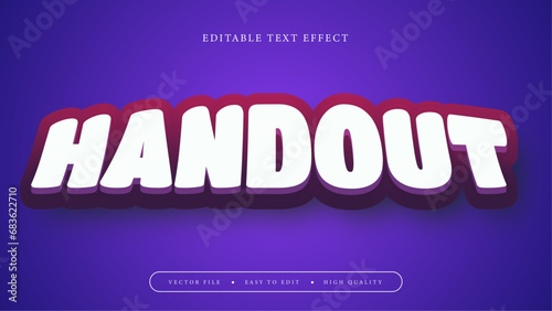 Editable text effect. White handout on dark purple background.