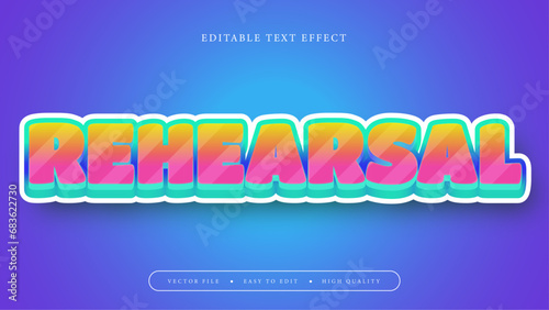 Editable text effect. Gradient rehearsal on gradient purple background.