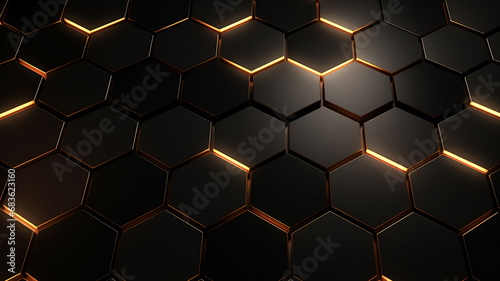 Luxury hexagonal abstract black metal background, AI Generative. © Miry Haval