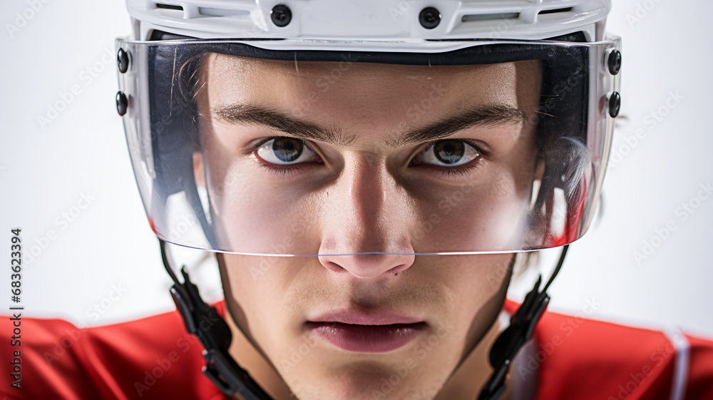 hockey player portrait, AI Generative. hockey player portrait, AI Generative.